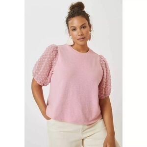 Maeve Anthropologie Puff Sleeve Swiss Dot Blouse In S
